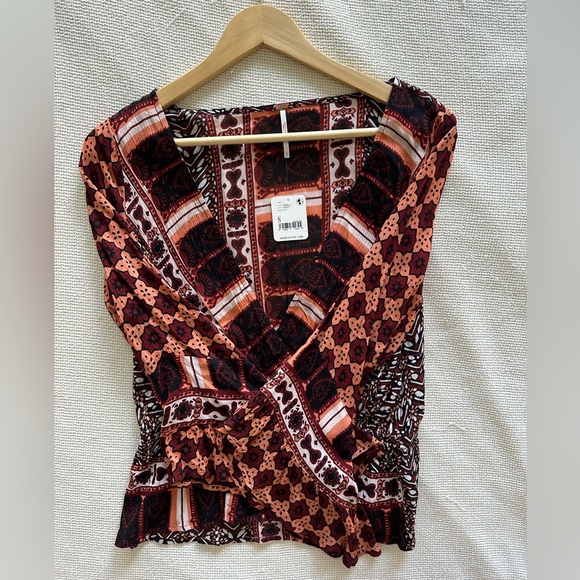 Free People Tops - Free People NWT Rosalie Bell Sleeve Faux Wrap Blouse